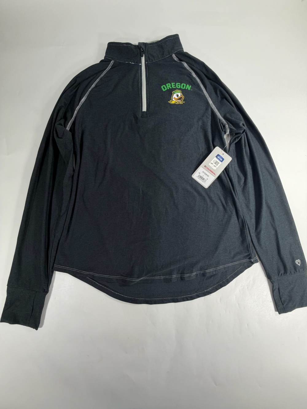 NWT Colosseum NCAA Oregon Ducks Quarter Zip Pullover Gray Womens Medium Top